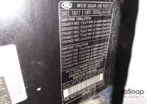 2017 Land Rover Range Rover Sport 3.0L V6 Supercharged Hse z USA, uszkodzony, nr VIN SALWR2FV4HA177289